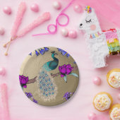 pauw in goud papieren bordje (Feest)