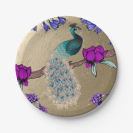 pauw in goud papieren bordje