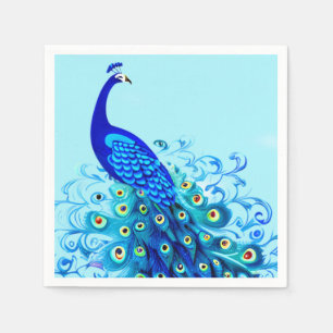 Pauw in Turquoise en Kobaltblauw Servet