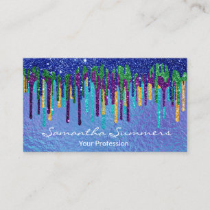 Pauw Kleuren Glitter Druppels Iridiserend Visitekaartje