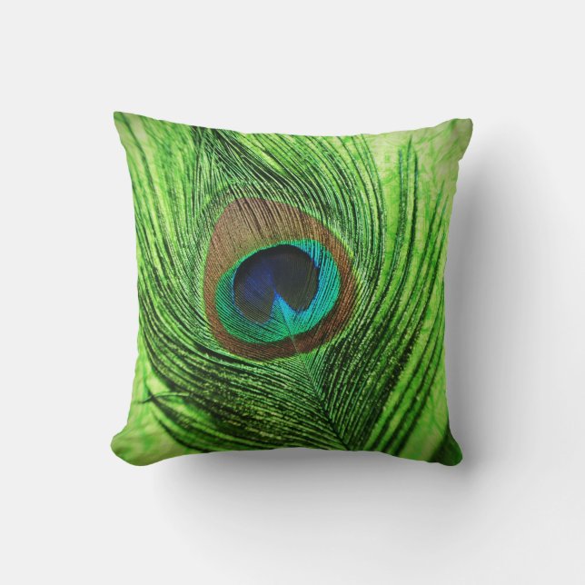 Pauw Lime Groen Kussen (Voorkant)