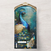 pauw luxueuze art nouveau siervogel all in one uitnodiging (Binnen)