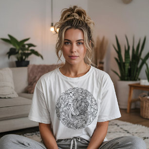 Pauw Mandala Ontwerp T-shirt