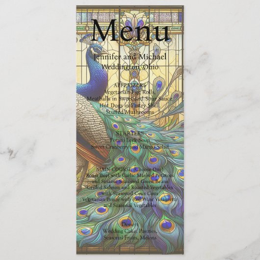 Pauw Maximalistische Fantasie Luxe Trouwmenu Menu (Voorkant)
