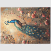 Pauw met Blush Pink Roses Decoupage Tissuepapier (Voorkant)