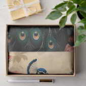 Pauw met perzik en roze rozen Decoupage Tissuepapier (Geschenk)