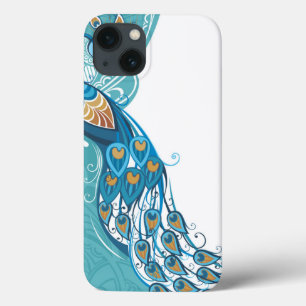 Pauw op Teal Illustratie iPhone 13 Hoesje