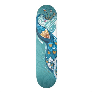 Pauw op Teal Illustratie Skateboard