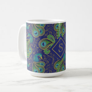 Pauw Paisley Koninklijk Blauw Monogram Koffiemok