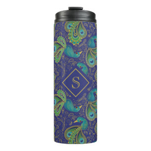 Pauw Paisley Koninklijk Blauw Monogram Thermosbeker