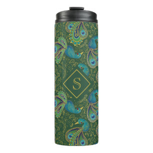 Pauw Paisley Koninklijk Groen Monogram Thermosbeker