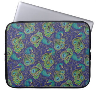Pauw Paisley Patroon Blauw Laptop Sleeve