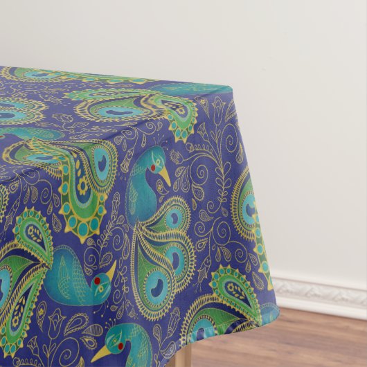 Pauw Paisley Patroon Blauw Tafelkleed (Voorbeeld)
