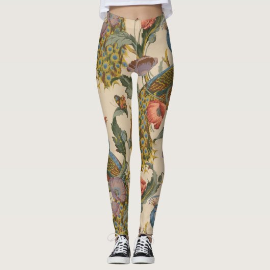 Pauw Patroon Kleurrijke Kunst Leggings (Voorkant)