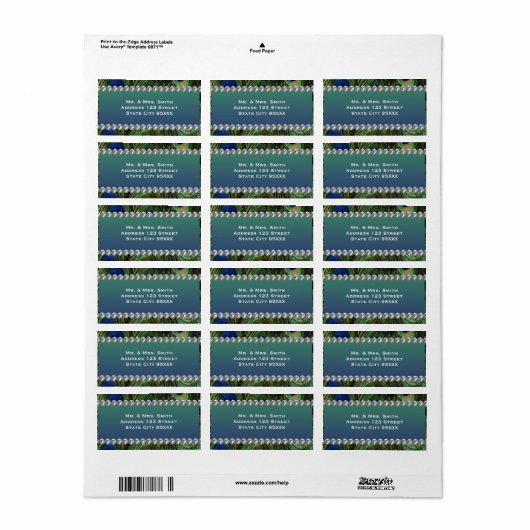 Pauw Patroon met Parels Etiket (Full Sheet)