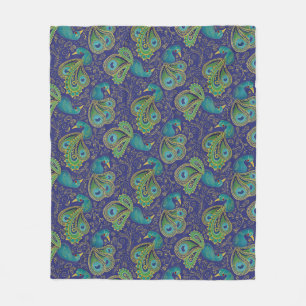 Pauw Pauw Paisley Patroon Blauw Fleece Deken