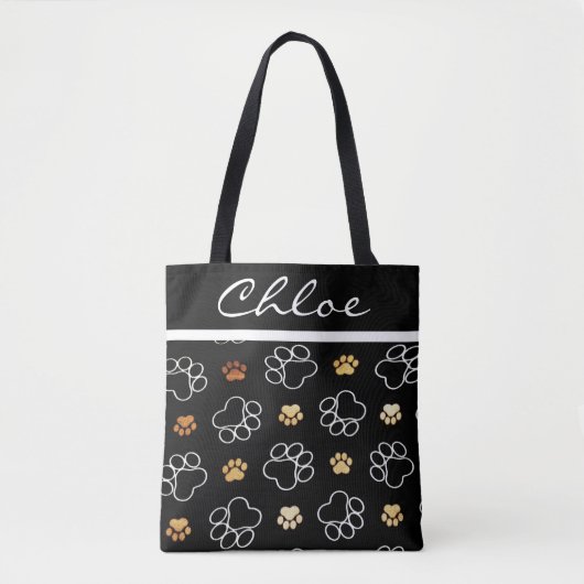 Pauw Print Dog Cat Black Tas naam aanpassen (Voorkant)