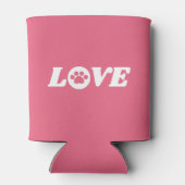 Pauw Print Love met achtergrondkleur Blikjeskoeler (Achterkant)