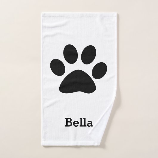 Pauw Print Pattern Monogram Naam Aangepast zwart w Bad Handdoek (Handdoek)