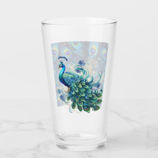 Pauw trots glas (Achterkant)