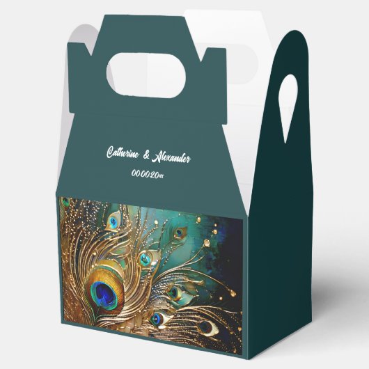 Pauw veer luxe pluim bewerkbare tekst bedankdoosjes (Geopend)