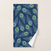Pauw veren blauw patroon bad handdoek (Handdoek)