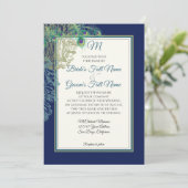 pauw veren marineblauw - bruiloft kaart (Staand voorkant)