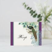  pauw, veren - RSVP Response Briefkaart (Staand voorkant)