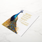 Pauw vogel luxe goud blauw smaragd groen real folie uitnodiging (Gedraaid)