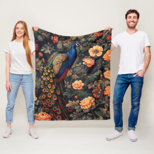 Pauw Vogel Vintage Patroon Bos Fleece Deken