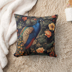 Pauw Vogel Vintage Patroon Bos Kussen