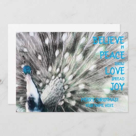 Pauw - VREDE, LIEFDE, VREUGDE Plat Kerstkaart (Voorkant / Achterkant)