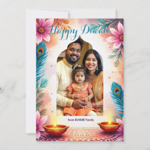Pauwbloem Diwali-wenskaart Kaart
