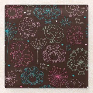 pauwbloem india wallpaper  glazen onderzetter