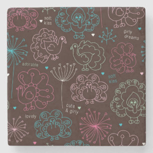 pauwbloem india wallpaper  stenen onderzetter