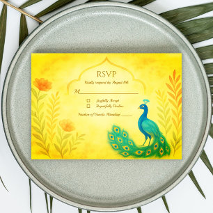 Pauwbloem Indische Trouw RSVP Kaart