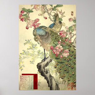 Pauwen & Appelbloes Oude Japanse Stijl Poster