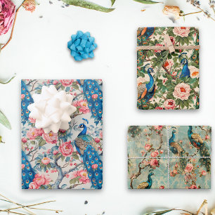 Pauwen en Bloemen  Inpakpapier Vel