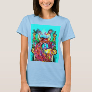 PAUWEN IN LIEFDE MONOGRAM rood blauw turquoise gr T-shirt