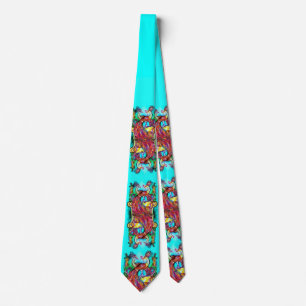 PAUWEN IN LIEFDE Rood Blauw Groen Turkoois Bloemri Stropdas