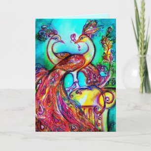 PAUWEN IN LIEFDE rood blauw turquoise groen Kaart