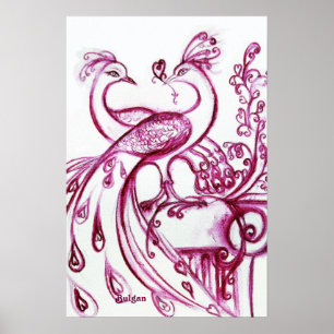 PAUWEN IN LIEFDE, Rood en Wit Poster