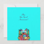 PAUWEN IN LIEFDE Rood Teal Groen Aqua Blauw Bruilo Aankondiging (Achterkant)