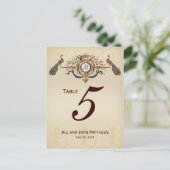  pauwen Trouwtafel Nummer Kaart (Staand voorkant)