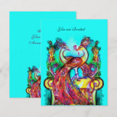 PAUWEN VERLIEF red blue turquoise groen Kaart (Voorkant / Achterkant)