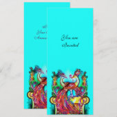 PAUWEN VERLIEFDE , rood blauw turkoois groen Kaart (Voorkant / Achterkant)