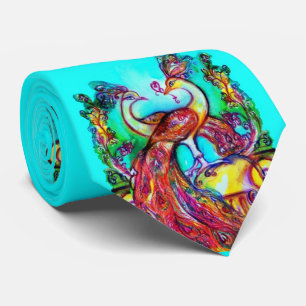 PAUWEN VERLIEFDE Rood Blauw Turquoise Groen Bloemm Stropdas
