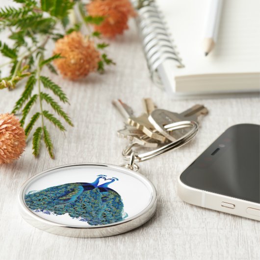 Pauwenechtparen huwelijkscadeaus sleutelhanger (Zijkant)