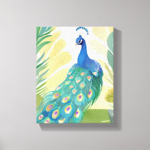 Pauwenkoningin Waterverf Dier Natuur Canvas Afdruk