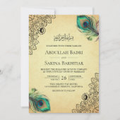  pauwenveren QR-code moslimbruiloft Kaart (Voorkant)